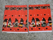 Vintage 2pcs 70s Swedish/Dutch Red Xmas Fabric Textile Pieces Retro Traditional 