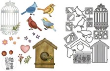 Metal Cutting Dies Birds Flowers Die LARGE Bird Cage Birdhouse Card Making Craft