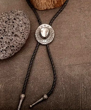 Black Bolo Tie  Silver