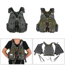 Multi-pocket Waistcoat Adjustable Fly Fishing Vest Quick Dry Net Life Jacket
