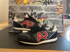 MENS ARMANI JEANS TRAINERS NAVY LEATHER/SUEDE UK 7.5 SHOES ???smart