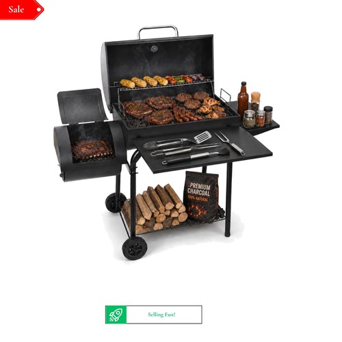Charcoal offset smoker grill - offset,