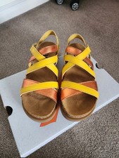 The Art Company Leather Nappa Yellow Orange Sandals Size UK 4 Womens 