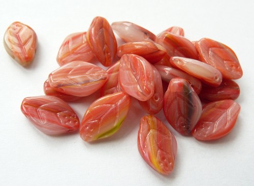 Czech glass leaf drop - glass,