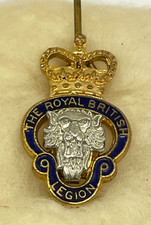 British Legion Brooch Badge QC EIIR Enamel & Brass 24 mm x 14 mm Vintage