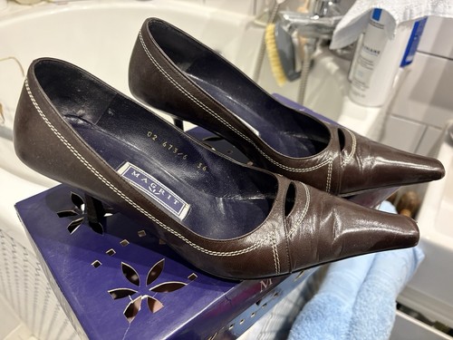 Magrit brown leather shoes - brown,