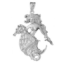 Mermaid Charm Pendant 14k
