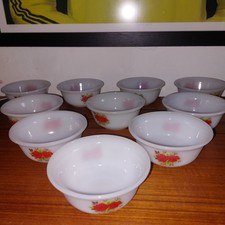 set of 10 Vintage Phoenix Opalware small Bowls. Rose Pyrex. Milk Glass. 60's 50s