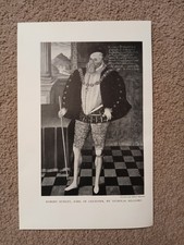 vintage original robert dudley earl of leicester book plate from the 50s