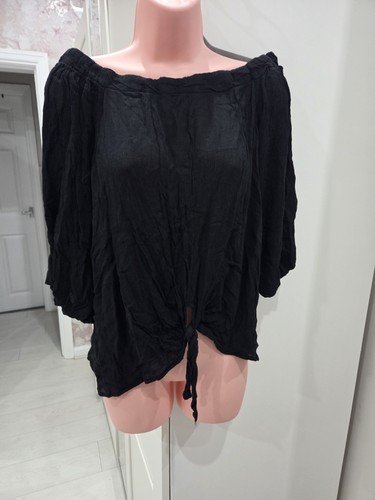 Primark black off shoulder tie - black,