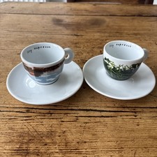 Illy  Cappuccino Cup and Saucers  2 different patterns