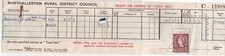Northallerton Rural District Council 1961 Rate + Water Stamp Receipt Ref 37925