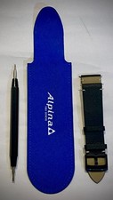 New. Alpina 22mm Leather Watch Strap with Link Tool and Pouch. New Condition.