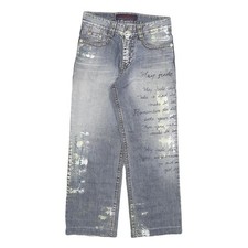 GADJ Womens Jeans Blue Regular Straight Denim Medium W30 L27 Artistic Painted