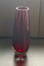 Beautiful Mid Century Ruby oval shaped red vase. Excellent condition