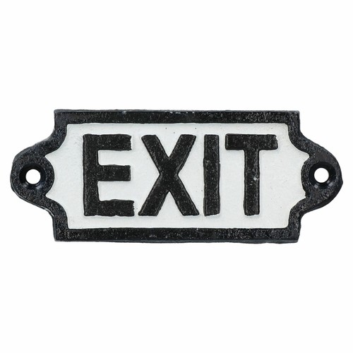 Exit cast iron sign plaque - iron,