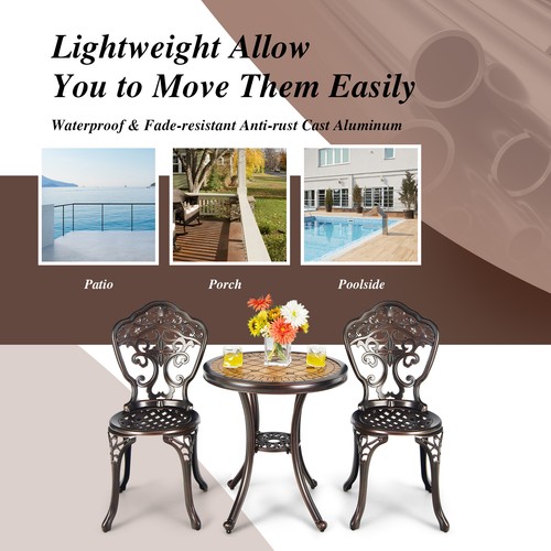 Cast aluminum bistro set - aluminum,
