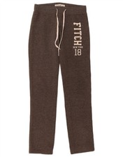 ABERCROMBIE & FITCH Womens Graphic Tracksuit Trousers UK 14 Medium Grey CN13