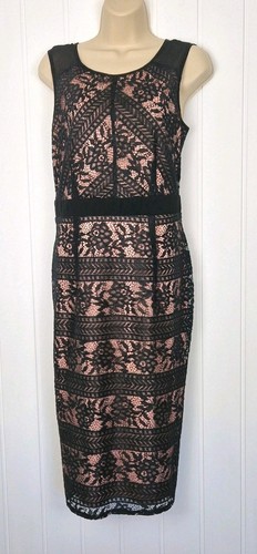 Black nude lace midi - black,