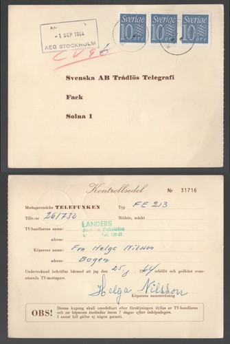 Sweden 1964 telefunken - sweden,
