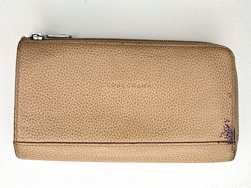 Longchamp beige leather zip - beige,