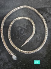 Vintage Silver Crystal Snake Belt 24" Serpent Mesh Statement Accessory