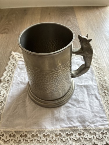 Vintage pewter tankard with - tankard,
