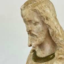 Antique French Sacre Coeur Bleeding / Sacred Heart  Cream Jesus Religious Figure