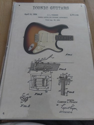 Iconic guitar tin wall - tin, plaque