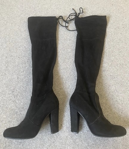Black suede over knee boots - over,