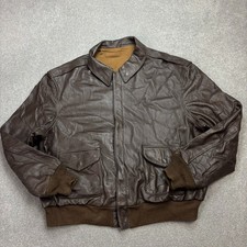 Leather Flying Jacket Adult 2XL XXL Brown Goatskin Aviator Military Scovill Men*