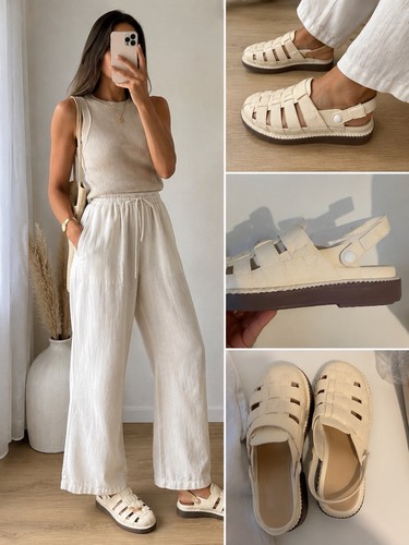 Cream fisherman sandals - cream,