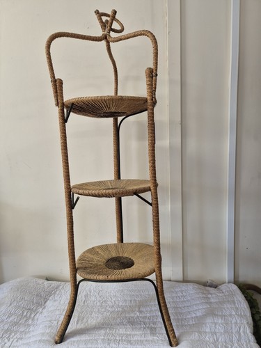 Vintage wicker plant stand - wicker,