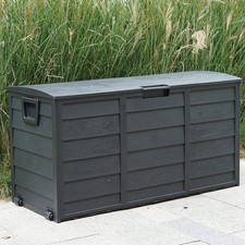 Black 300l plastic storage box - plastic,