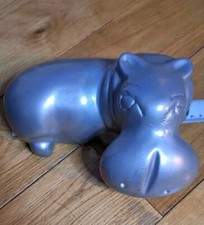 Hippopotamus (Hippo) Doorstop, in stone/brass wi silver paint 8" 6" 3.5" 3KG