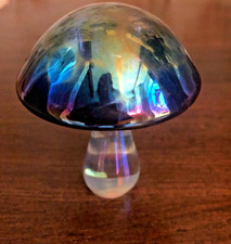 HERON GLASS Iridescent MUSHROOM Ornament 7cm Tall Perfect