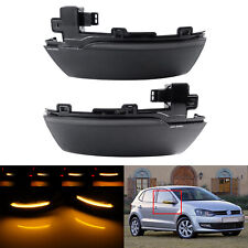 For VW Polo 6C 2014-2017 Dynamic LED Wing Mirror Indicator Turn Light Black Lens
