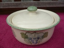 Rare Poole Studio Pottery Dorset Fruits Grapes Casserole Dish & Cover