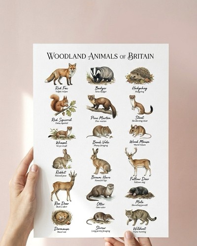 Woodland animals britain - of, a4