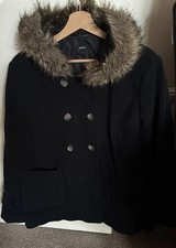 Ladies Black Soft, Cosy&Warm Faux Fur Trim Winter Hooded Jacket by Next, 18SP