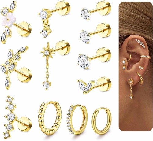 12pcs earrings stack set - 12pcs,
