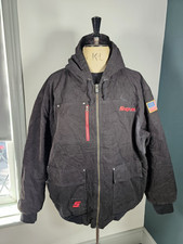 SNAP ON Work Jacket Men's 3XL Black American Flag Logo Heavy Canvas Hooded Chore