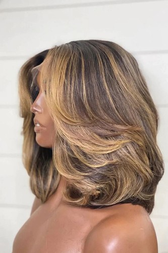 Short bob wigs blonde with - wigs,
