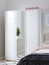 Layton Gloss 3 Door Mirrored Wardrobe White Modern Bedroom Furniture
