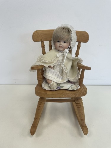 Vintage ceramic doll - vintage, wooden
