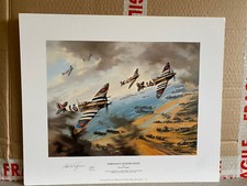 2 x Nicholas Trudgian aviation Art prints Spitfire /Hurricane signed by RAF Aces