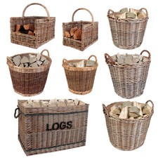 Wicker Log Basket Rattan Home