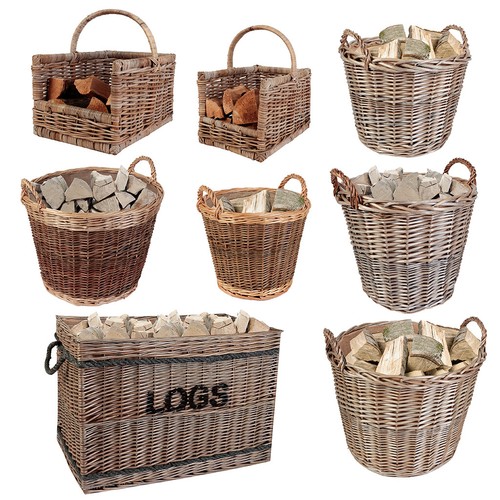 Wicker log basket - wicker, rattan