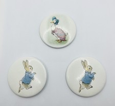 Beatrix Potter Peter Rabbit x 2 & Jemima Puddle Duck Button Pin Badge