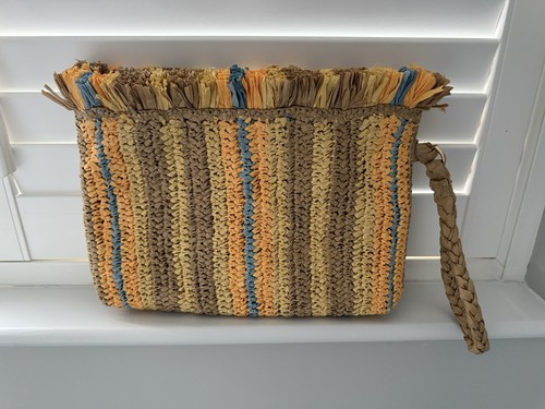Raffia women zip clutch - raffia,